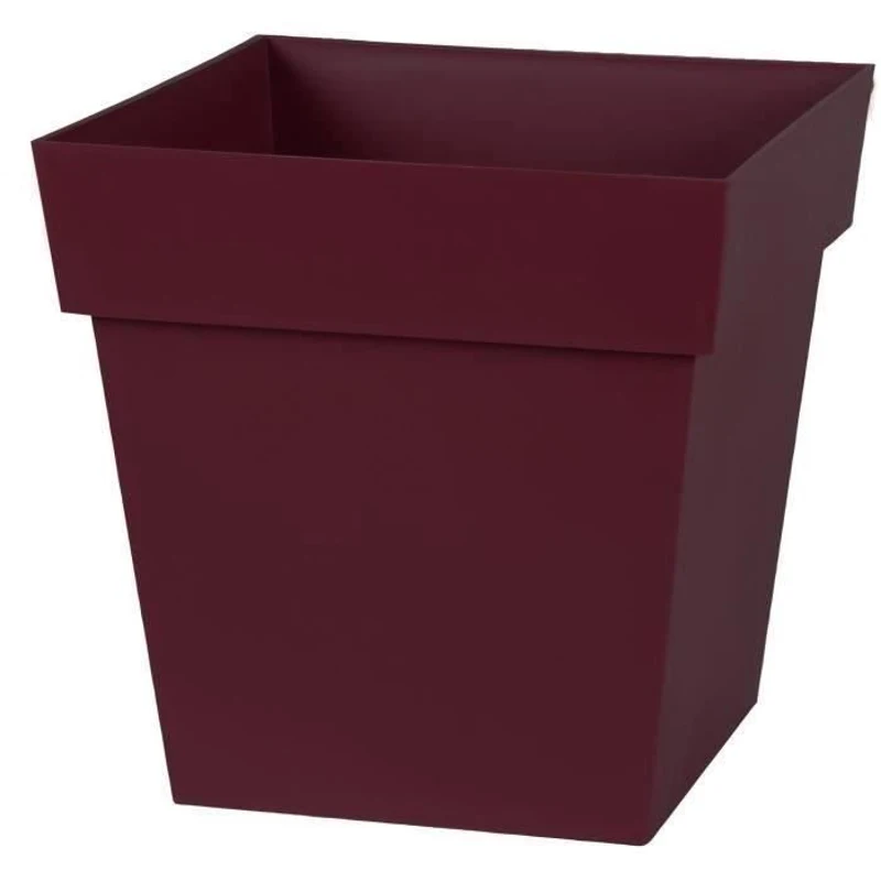 EDA Pot de fleur carré TOSCANE - 22 L - 32 x 32 x H 32 cm - Rouge bourgogne