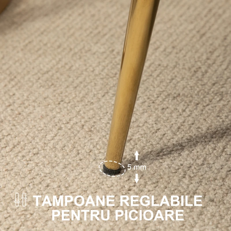 Homcom Canapea Vintage 130×77×77 cm – 2 Locuri, Catifea Crem, Stil Chic(m-7)