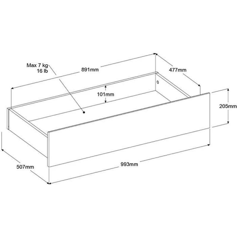 Lit adulte ESCALE 160x200 cm - Décor chene du Japon - 2 tiroirs + Tete de lit - L222,8 x H98,2 x P216,8 cm - Fabriqué en France