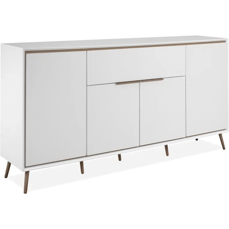 Buffet - ARONA 51B - Blanc / Chene artisan - 4 portes, 1 tiroir - 175 x 90 x 38 cm