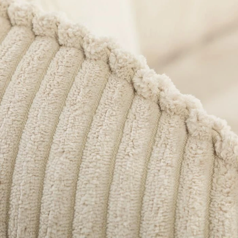 Canapé convertible 3 places - BARI - Velours cotelé - Perle - Coffre de rangement - 215 x 89 x 100 cm