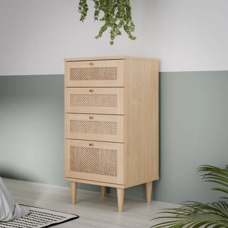 Commode - CALASETTEA - 4 tiroirs - Décor Chene - 50,4 x 41,4 x 108,8 cm