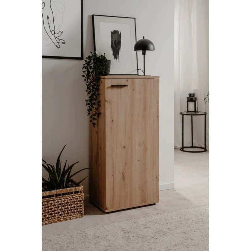 Meuble a chaussures Satos - Chene Artisan - 100 x 110 x 34 cm - Capacité 12 Paires