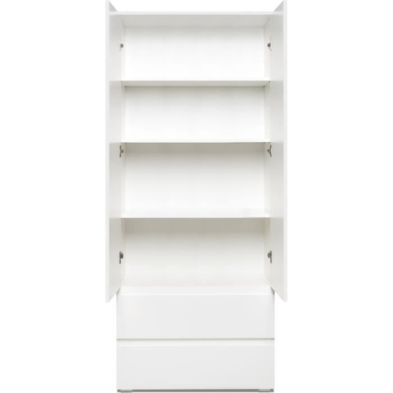 Armoire IMAGE7 - 2 portes + 2 tiroirs - Blanc Mat - L80 x H191 x P40 cm
