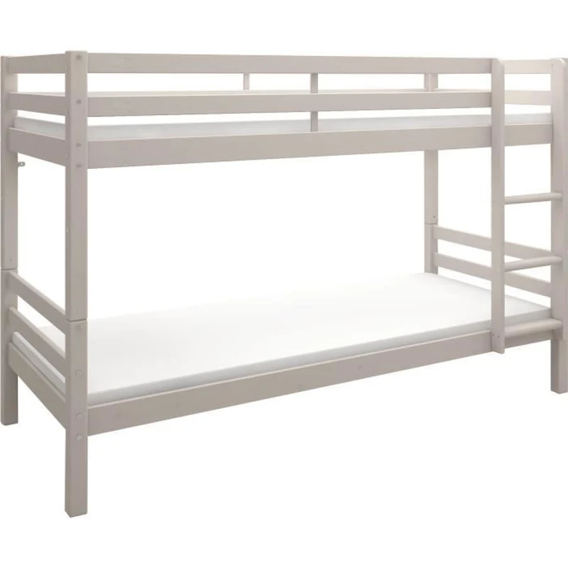 Lits superposés séparables enfant - 2x90x200 cm - Pin massif gris clair - Sommier inclus - ANDO