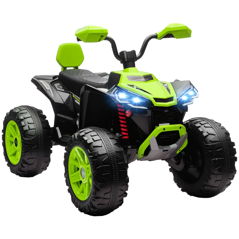 AIYAPLAY Quadricilo Elétrico para Crianças 24V com 2 Lugares 2 Motores Velocidade até 6,5 km/h Faróis Buzina Música e USB 109x68,5x76 cm Verde