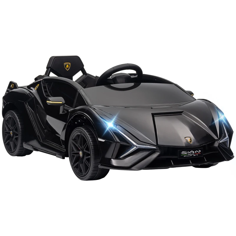 HOMCOM Voiture Électrique pour Enfants 3-5 Ans Lamborghini 12V avec Télécommande et Vitesse 3-5km/h, Noir