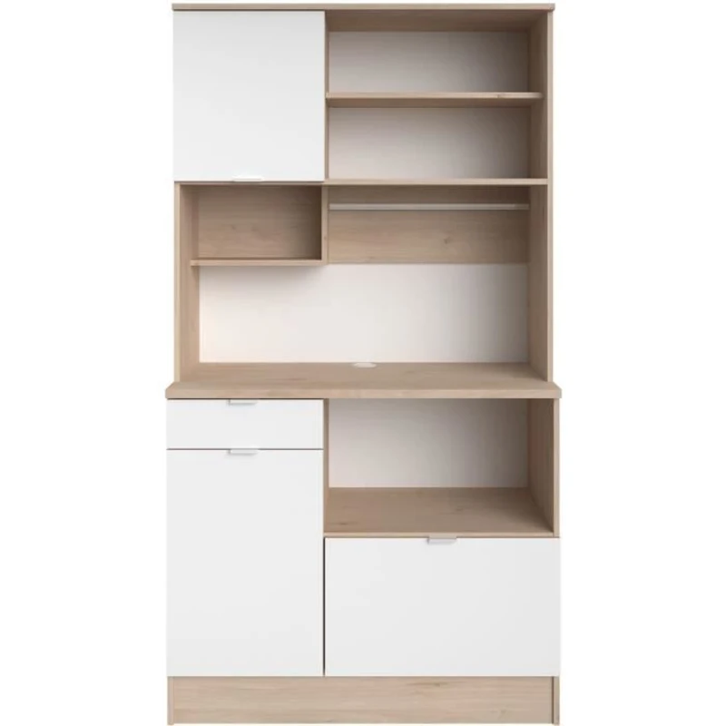 Buffet de cuisine - BECOOL -  100,2 x 185,7 x 45,3 cm - Chene / Blanc - PARISOT