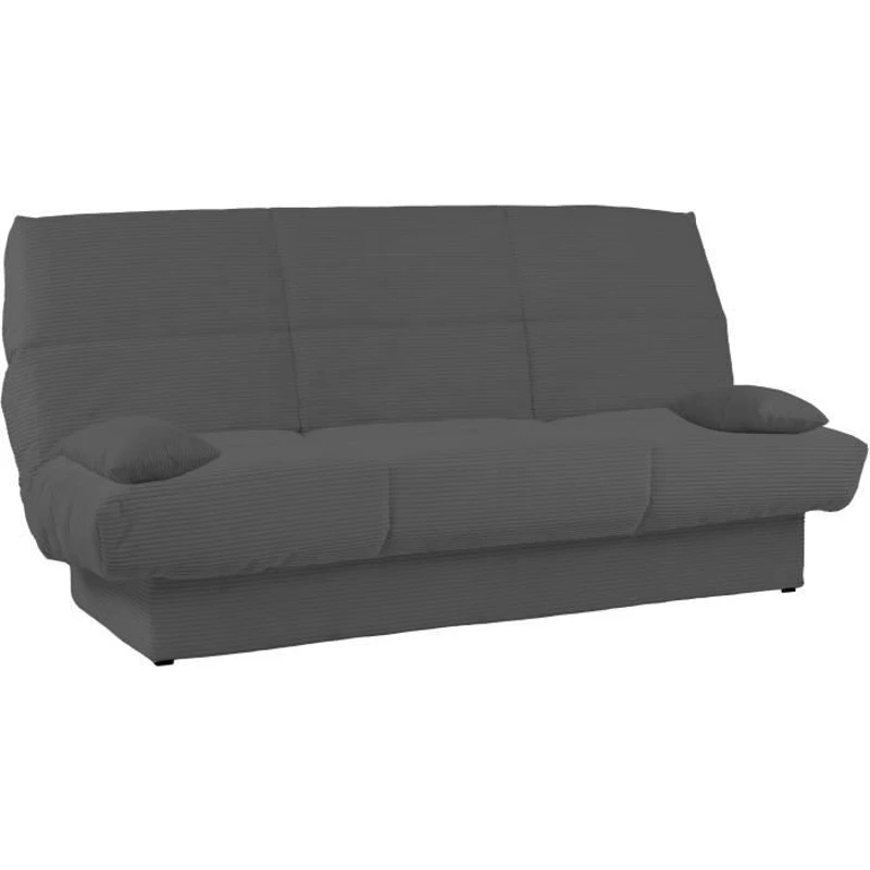 Banquette clic-clac CLEM - 3 places - Tissu velours côtelé - Anthracite - Densité 20kg/m3 - 190 x 90 x 92 cm - Fabriqué au Portugal