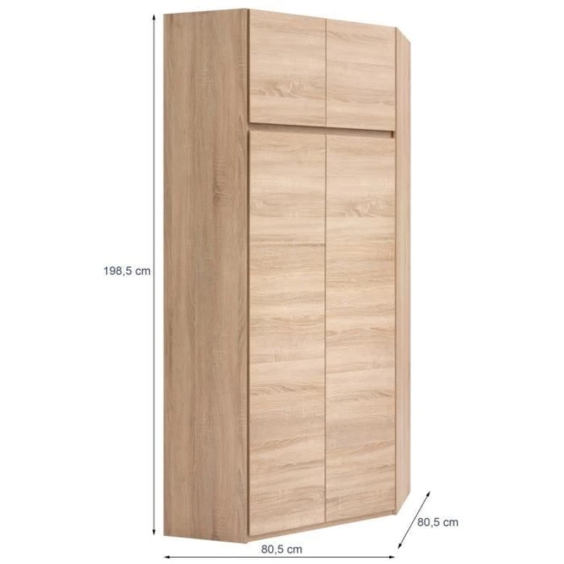 Armoire d'angle - Décor chene sonoma - 4 portes - L 80,5 cm - ACADEMICA
