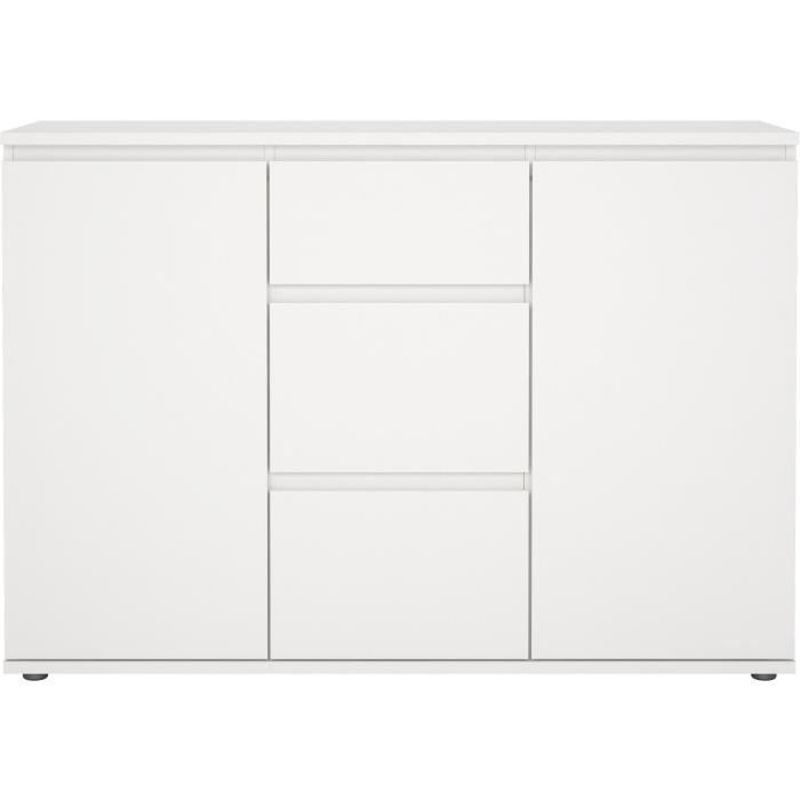Buffet - Blanc - 2 portes - 3 tiroirs - 119 x 40x 83 cm LUK