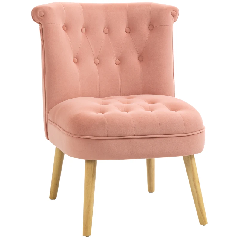 HOMCOM Sedia Moderna per Soggiorno e Sala da Pranzo con Seduta Imbottita e Tessuto Vellutato, 60x66x79 cm, Rosa