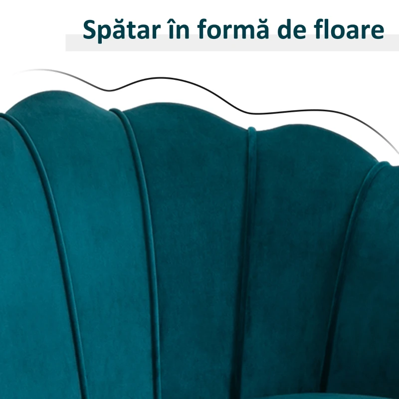 Homcom Canapea 2 Locuri – Catifea Verde Vintage, Stil Industrial Chic(m-4)
