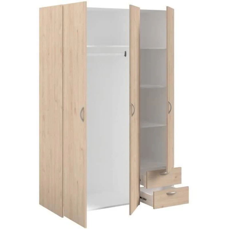 Armoire VARIA - Décor chene - 3 portes - 2 tiroirs - 120,3 x 185 x 51,3