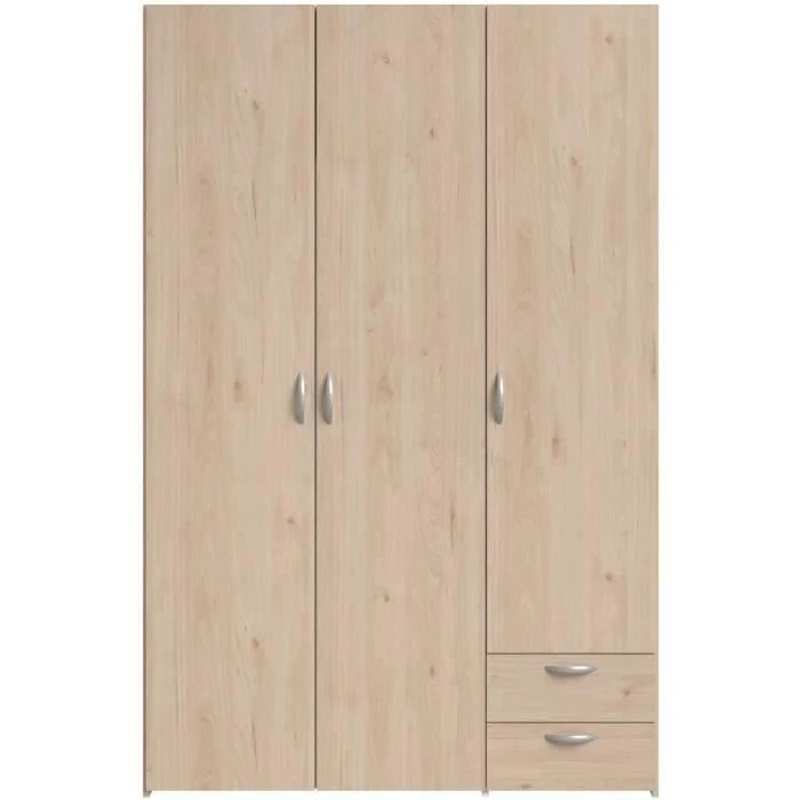 Armoire VARIA - Décor chene - 3 portes - 2 tiroirs - 120,3 x 185 x 51,3