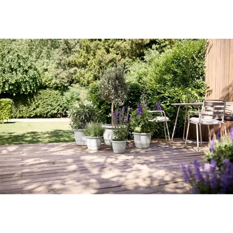 ELHO Pot de fleurs Amiga Rond 25 - Blanc - Ø 24.5 x H 18 cm - Extérieur - 100% recyclé