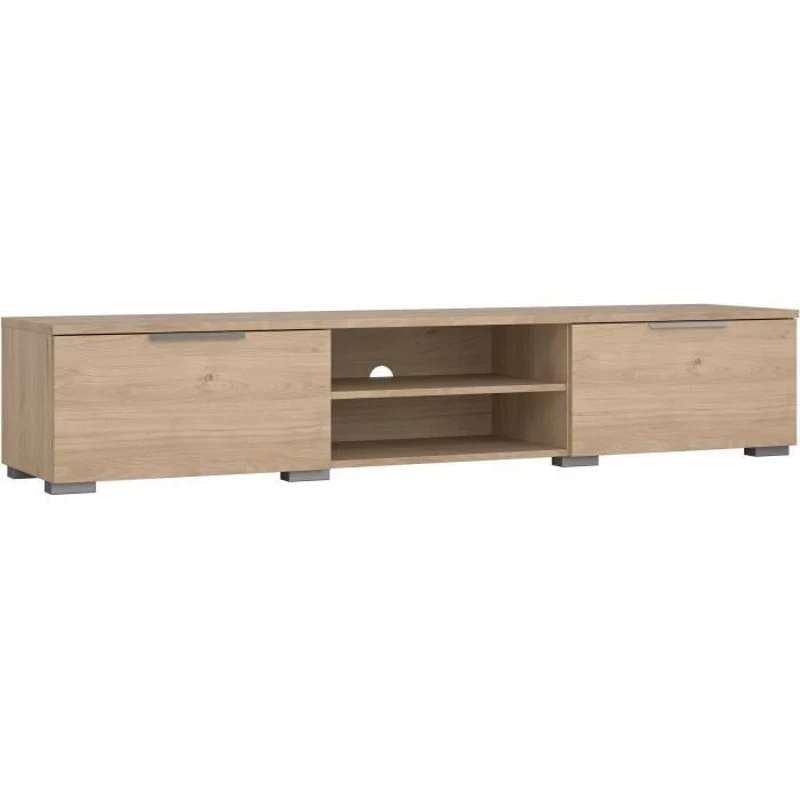 Meuble TV - MATCH - Beige effet bois mat  - 2 tiroirs, une niche - 172,7 x 39,9 x 33,1 cm