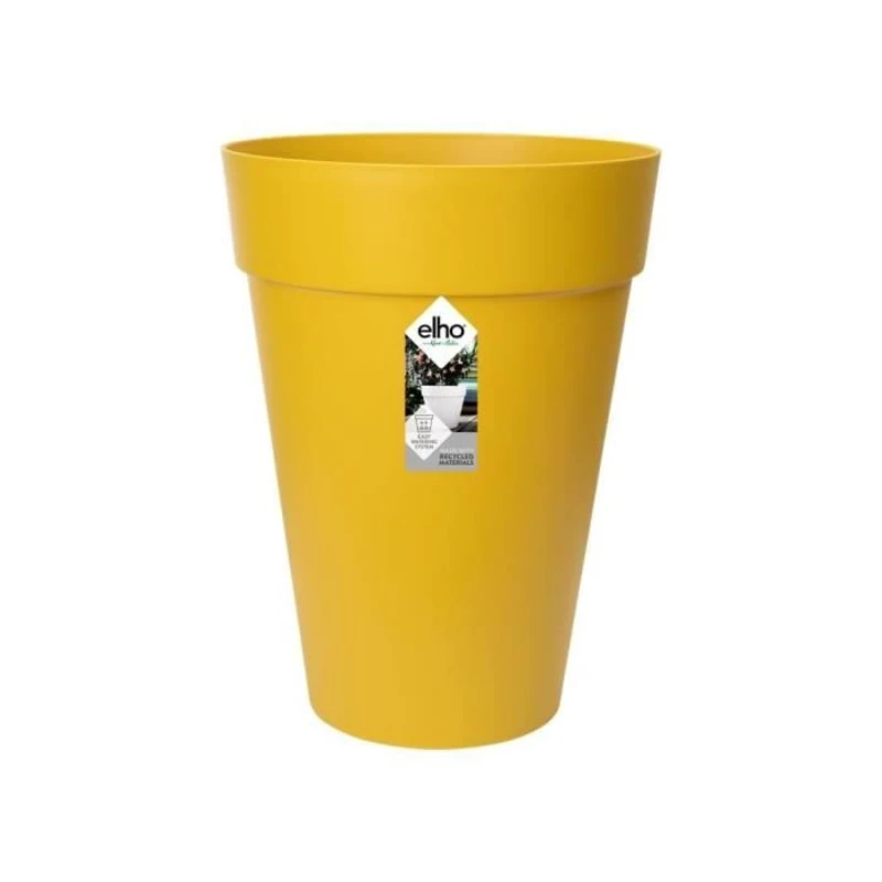 ELHO Pot de fleurs Loft Urban rond Haut - Ø 34 x H 45 cm - Extérieur - 100% recyclé - Jaune