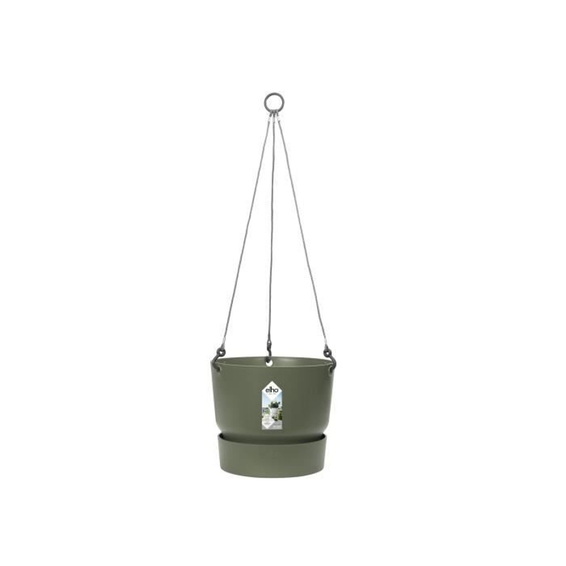 ELHO Pot de fleurs a suspendre Greenville - Ø 23,9 x H 20,3 cm - Extérieur - Vert feuille