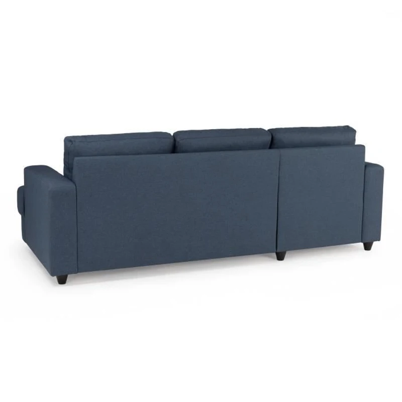PAUL Canapé d'angle gauche 4 places - Tissu bleu - Contemporain - L 215 x P 140 cm - Fabriqué en Ukraine