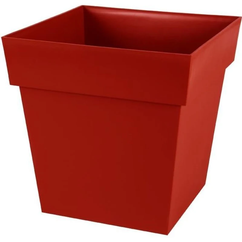 EDA Pot de fleur carré TOSCANE - 38 L - 39 x 39 x H39cm - Résistant gel et UV - Rouge rubis