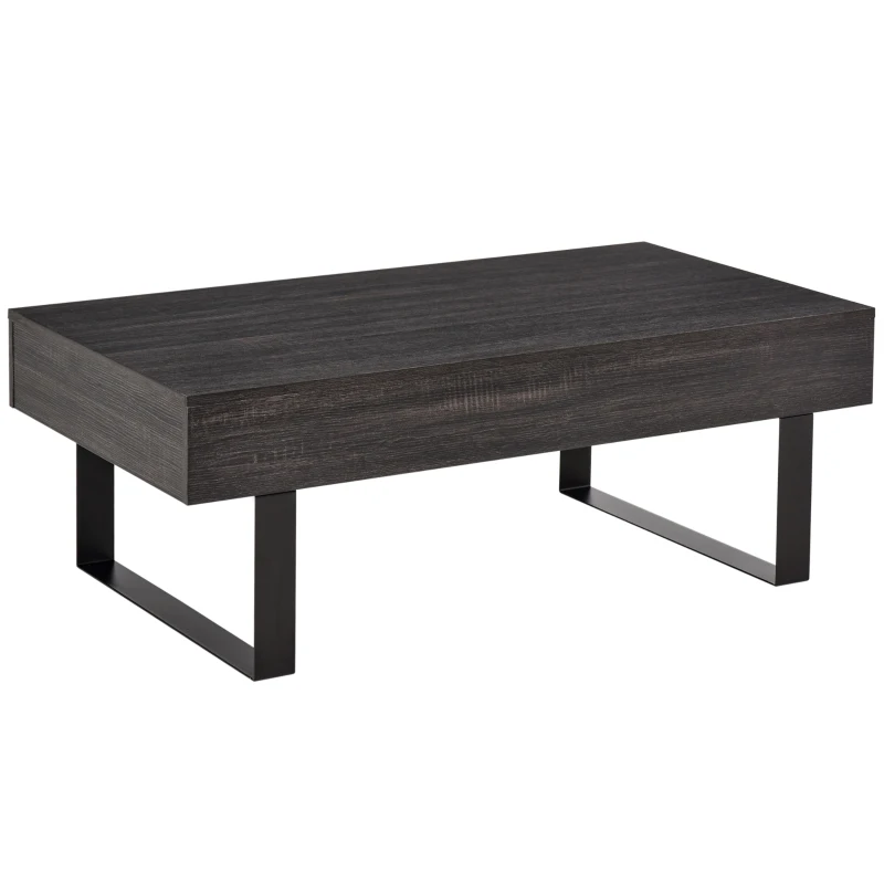 HOMCOM Mesa de Centro Rectangular Mesa Auxiliar con Cajón y Patas Elevadas de Metal Estilo Moderno para Salón Oficina 110x60x40 cm Gris Oscuro