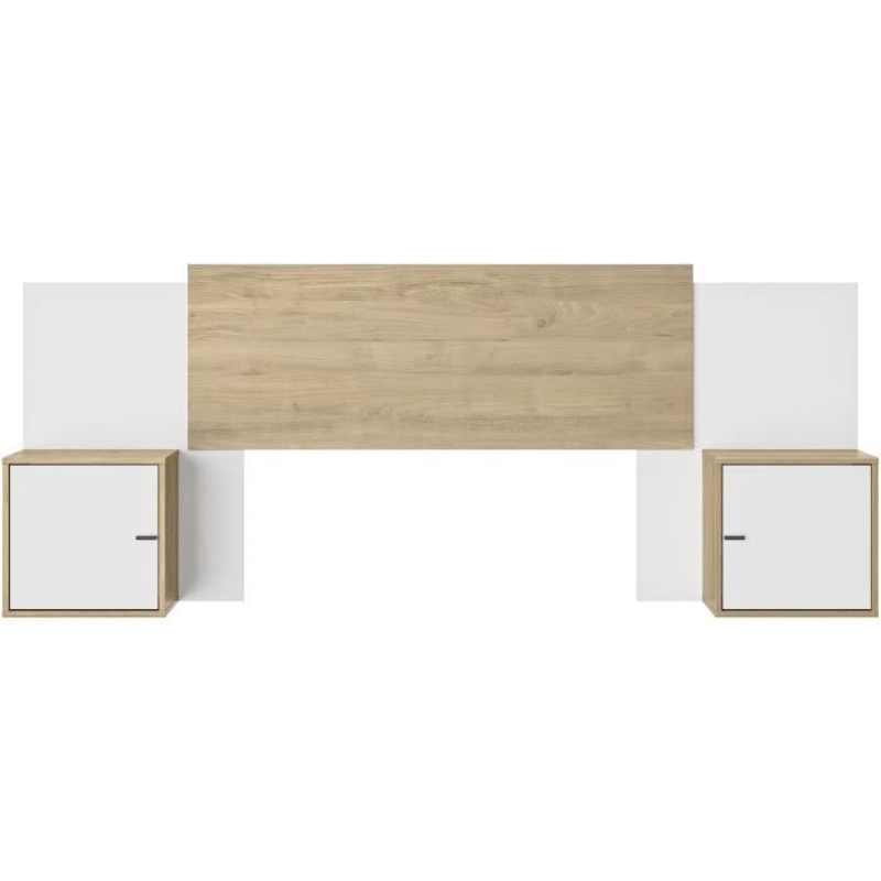 Tete de lit - ALIX - Extensible - Châtaignier naturel / Blanc - 246/226/206 x 34 x 91 cm - DIAGONE