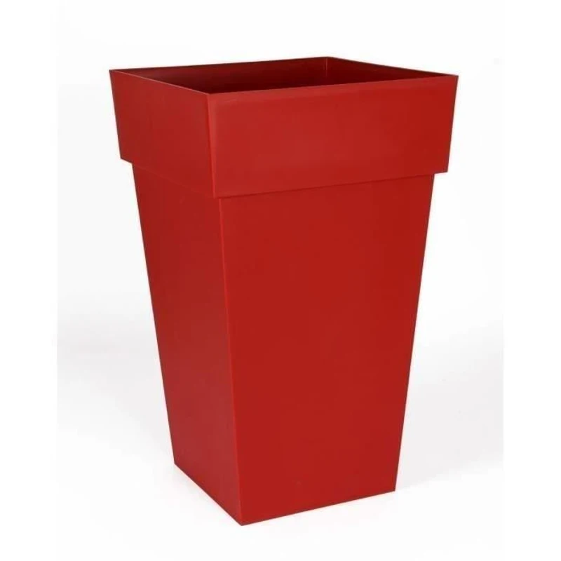EDA Pot de fleur haut carré TOSCANE - 62 L - 39 x 39 x H 65 cm - Rouge rubis