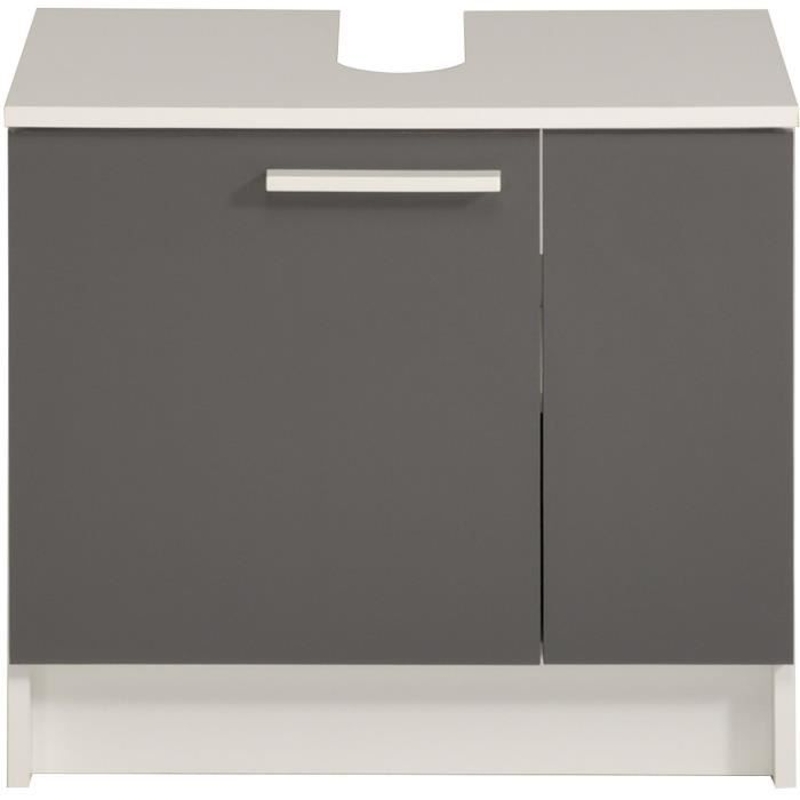 VERSA Meuble lavabo 2 portes - Gris ombre et blanc - - L 59 x P 38 x 55 cm