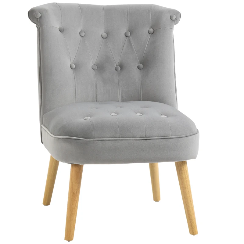 HOMCOM Sedia Moderna per Soggiorno e Sala da Pranzo con Seduta Imbottita e Tessuto Vellutato, 60x66x79 cm, Grigia