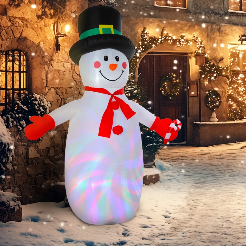 Outsunny Weihnachtsmann-Schneemann, 240 cm, aufblasbare Weihnachtsdekoration mit LED-Lichtern, 177x78x240 cm, multicolor