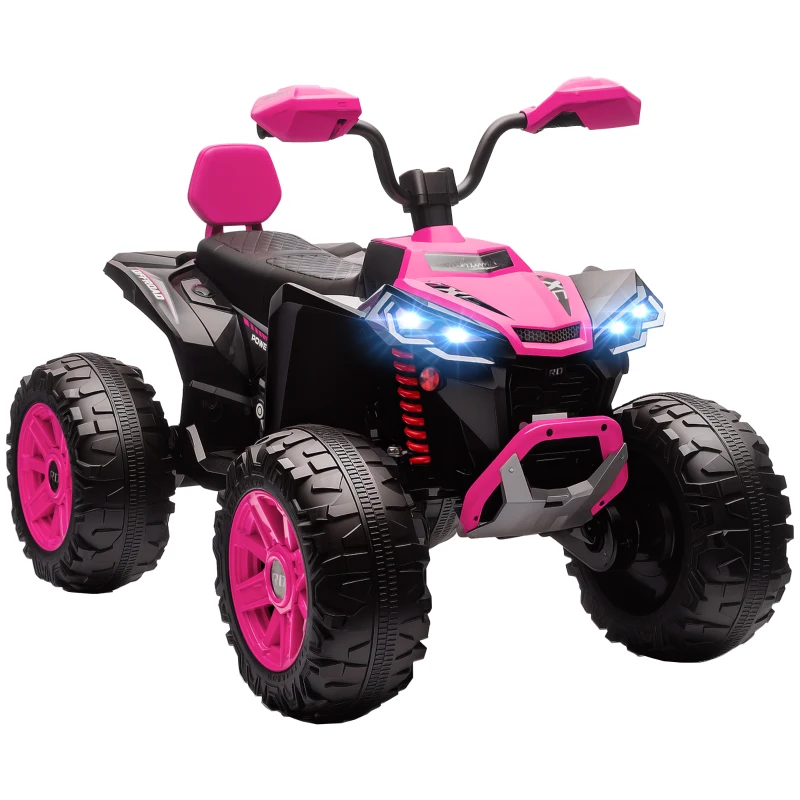 AIYAPLAY Quadricilo Elétrico para Crianças 24V com 2 Lugares 2 Motores Velocidade até 6,5 km/h Faróis Buzina Música e USB 109x68,5x76 cm Rosa