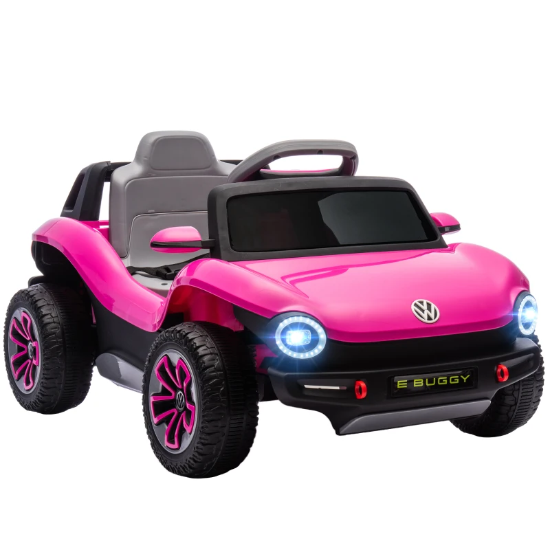 AIYAPLAY Carro Elétrico para Crianças Volkswagen E-Buggy Bateria 12V com Controlo Remoto 2,4 G Faróis LED Música USB 98x56,5x47 cm Rosa
