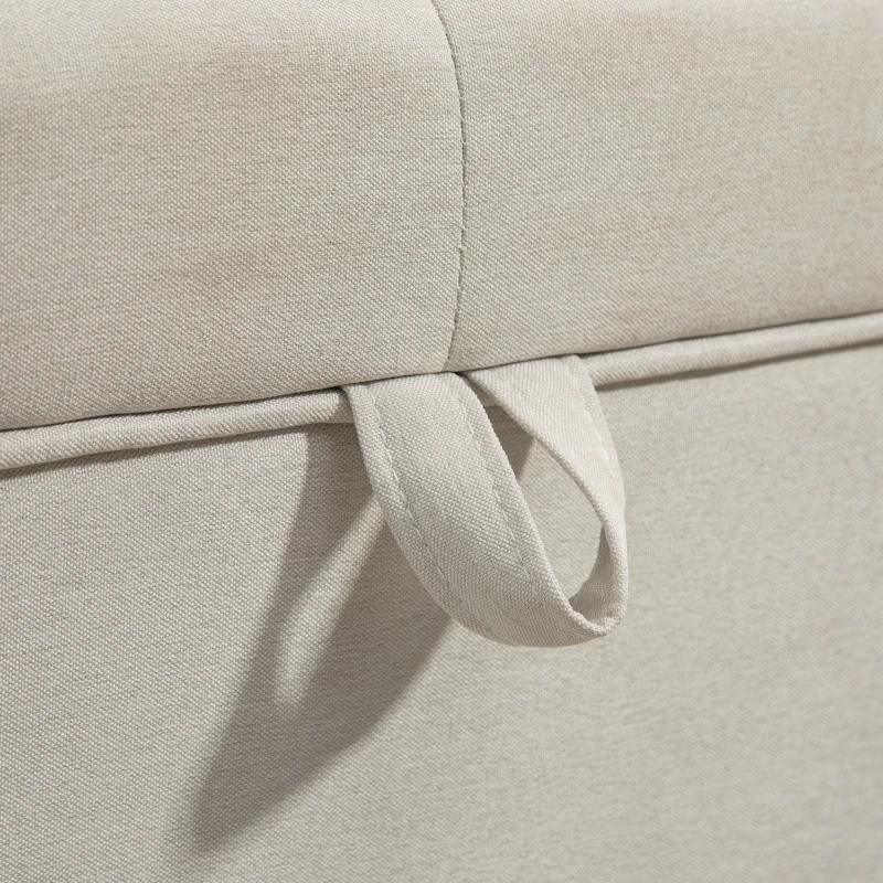 HOMCOM Banco con Almacenamiento de 80L Acolchado con Revestimiento de Tela y Patas de Madera, 118x42x45 cm, Crema