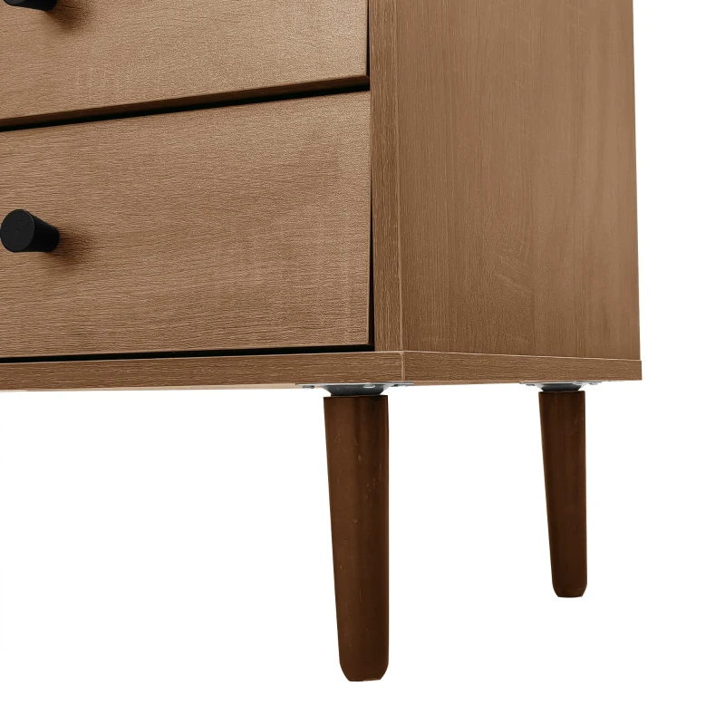 Country-Style Sideboard with Rattan Doors and Adjustable Shelves, Cabinet Ideal for Living Room and Hallway, 130L x 40W x 75.5H cm, Natural