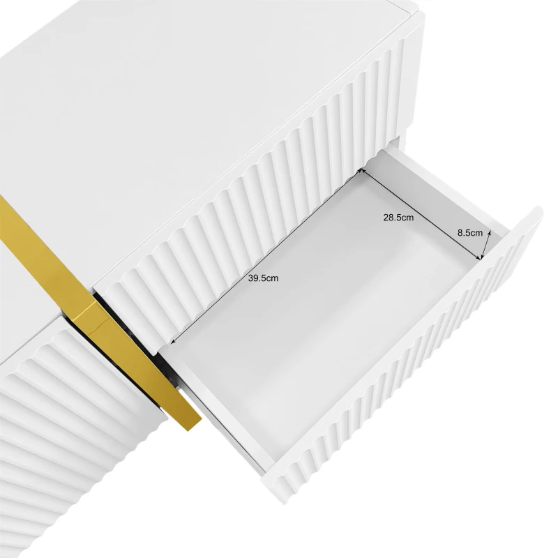 Elegant TV Cabinet with Large Storage, Soft-Close Hinges and Elegant Design, TV Stand for Living and Media Room, 190L x 35W x 45H cm, Gold+White