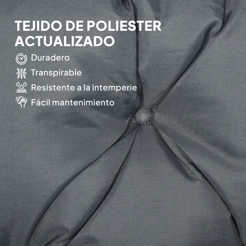 Outsunny Cojín para Banco con Respaldo 100x98x8 cm Colchón de Banco de 2 Plazas con 6 Cordones de Fijación para Jardín Terraza Balcón Exterior Gris