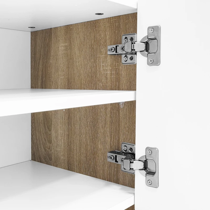 Elegant TV Cabinet with Large Storage, Soft-Close Hinges and Elegant Design, TV Stand for Living and Media Room, 190L x 35W x 45H cm, Gold+White