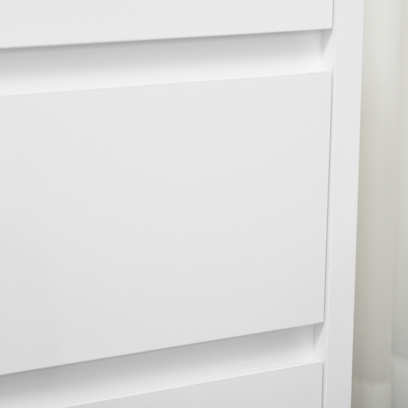 HOMCOM Commode avec 3 Tiroirs Commode Chambre sans Poignées Coiffeuse pour Salon Bureau Style Moderne 70x37x75 cm Blanc