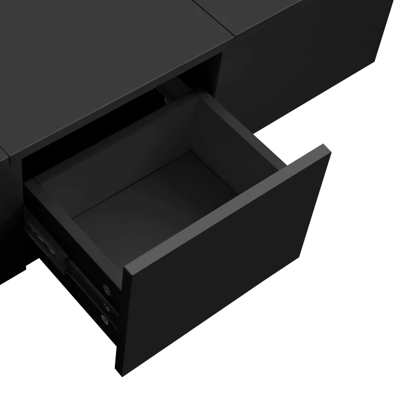 High-Gloss Black Coffee Table with Push-Pull Storage and Double-Sided Drawers, Tea Table Perfect for Modern Elegance, 100L x 50W x 31H cm, Black