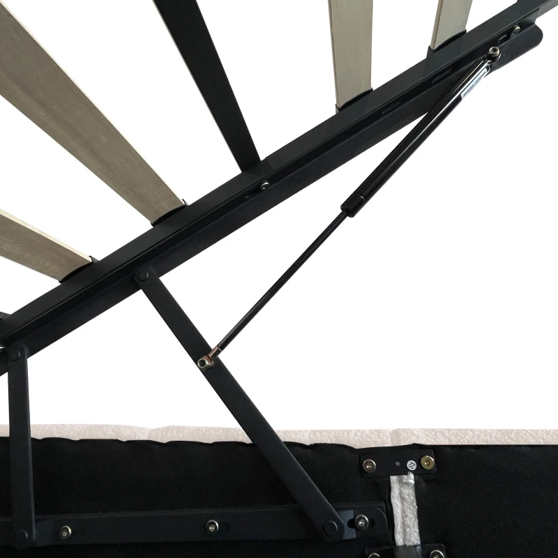 Double Upholstered Bed Frame with Hydraulic Storage and Charging Station, LED Headboard for Modern Homes, 193L x 144W x 116H cm, Beige