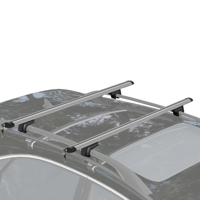 HOMCOM Barre Portapacchi per Auto con Serratura e Chiavi in Lega di Alluminio 125x5.5x7cm, Max. 75 kg