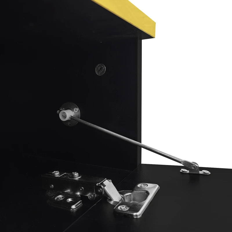 High-Gloss Black Coffee Table with Tempered Glass Top and LED Lighting, Tea Table Perfect for Modern Elegance, 90L x 50W x 32.5H cm, Black