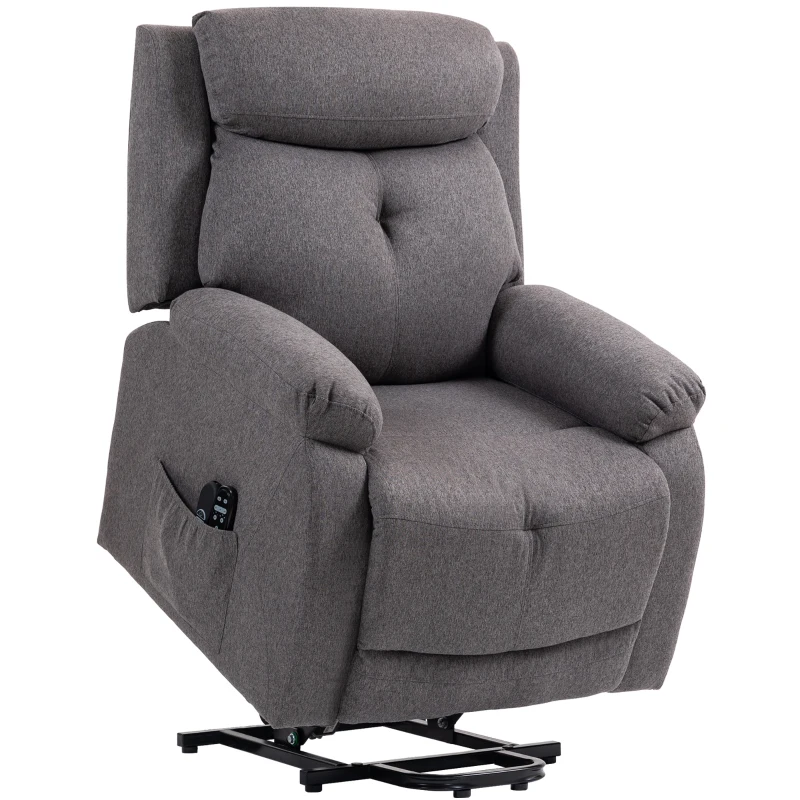 HOMCOM Elektrischer Aufstehsessel mit Massagefunktion und Wärmefunktion, neigbarer Sessel, USB-Anschlüsse, Fußstütze, 86x94x105cm, Grau