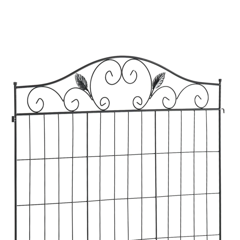 Outsunny Set of 2 Decorative Garden Fence, 8 Panels Metal Picket Fence, Versatile Shapes for Patio Lawn, 365cm x 112cm, Black
