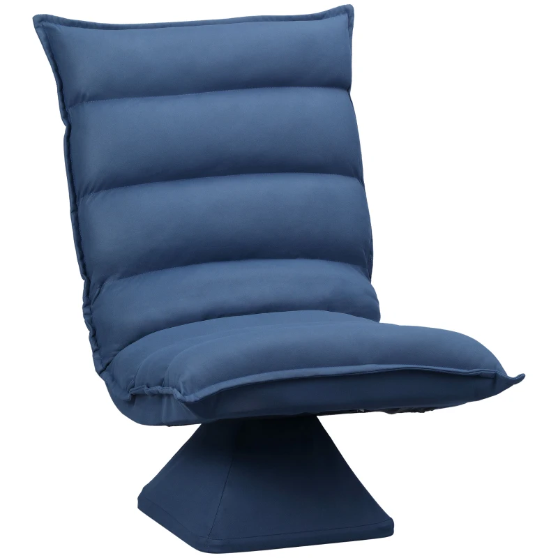 HOMCOM Fauteuil de sol paresseux pivotant 360° avec dossier inclinable design capitonné 62 x 70 x 95 cm bleu