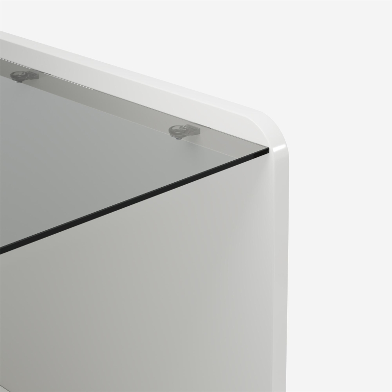 High-Gloss Coffee Table with Adjustable Height and LED Lighting, Tea Table with Tempered Glass Top for Living Room, 100L x 50W x 33H cm, White