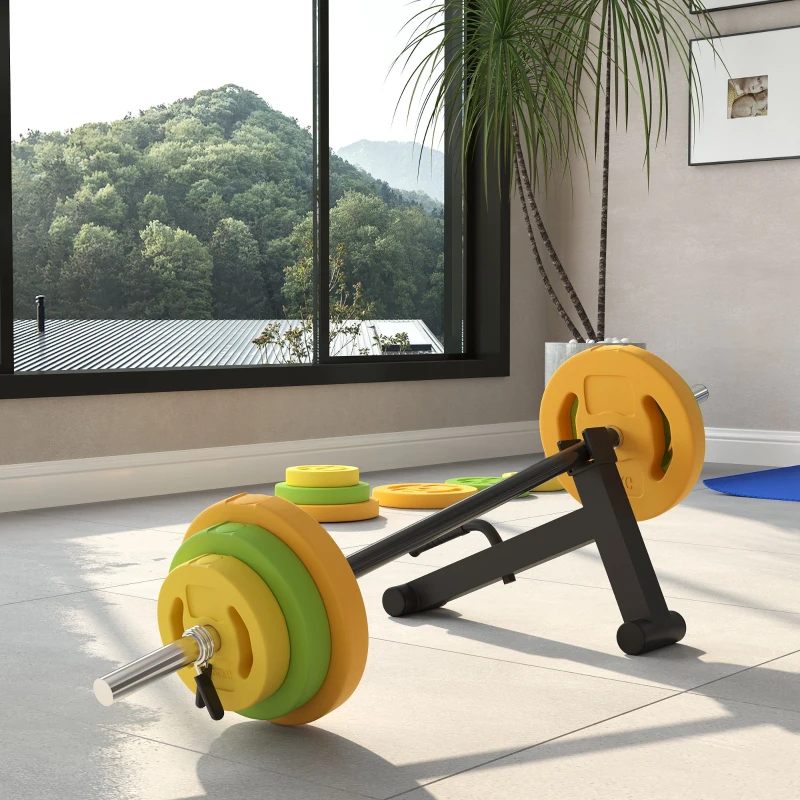 HOMCOM 20kg Adjustable Barbell Weights Set with Barbell Jack, Adjustable Weights Set with Non-slip Handle and Fixing Clip, for Home Gym Strength Training