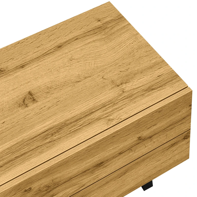 Retro TV Cabinet with Three Doors and 2 Compartments, U-Shaped Legs, TV Stand for Living Rooms, 170L x 36.5W x 42H cm, Dark Gray+Natural