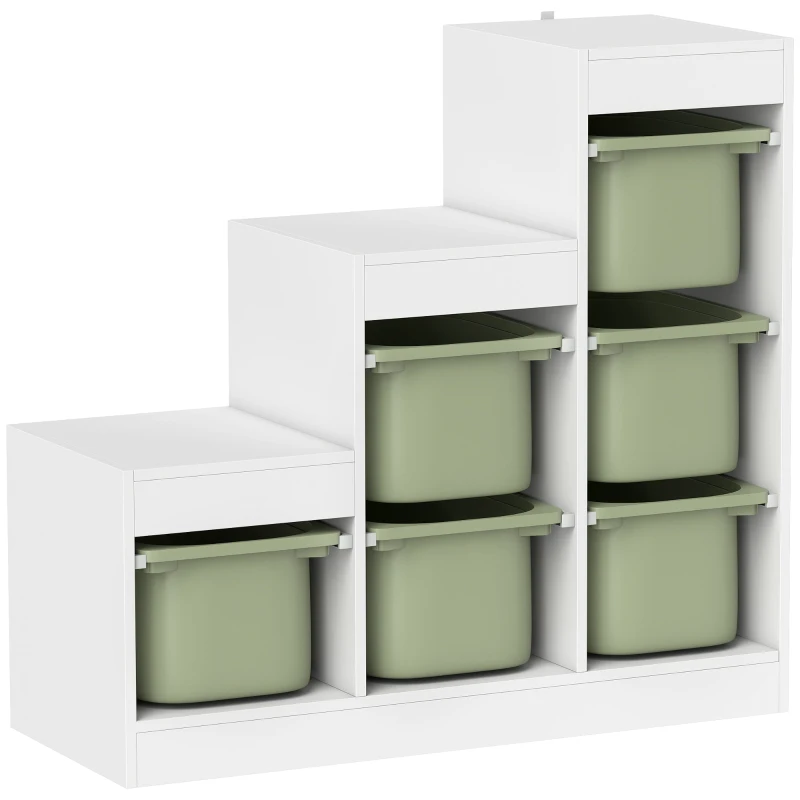 AIYAPLAY Mueble de almacenamiento para juguetes de niños con 6 contenedores extraíbles, 3 niveles de almacenamiento, 96 x 38,5 x 90, verde